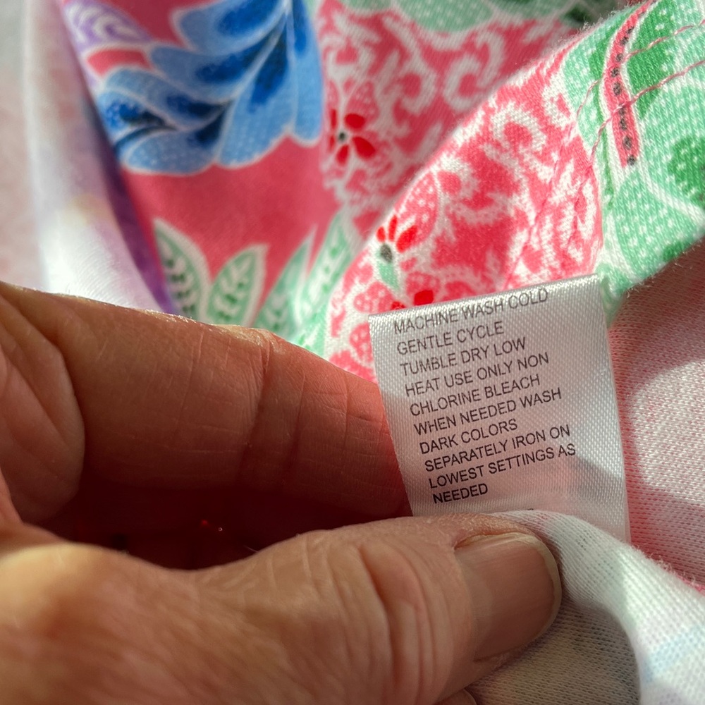 NWT Miss Elaine Cotton Robe Front Zip Swim Cover Women XL Floral Print Pink Blue - Picture 14 of 15